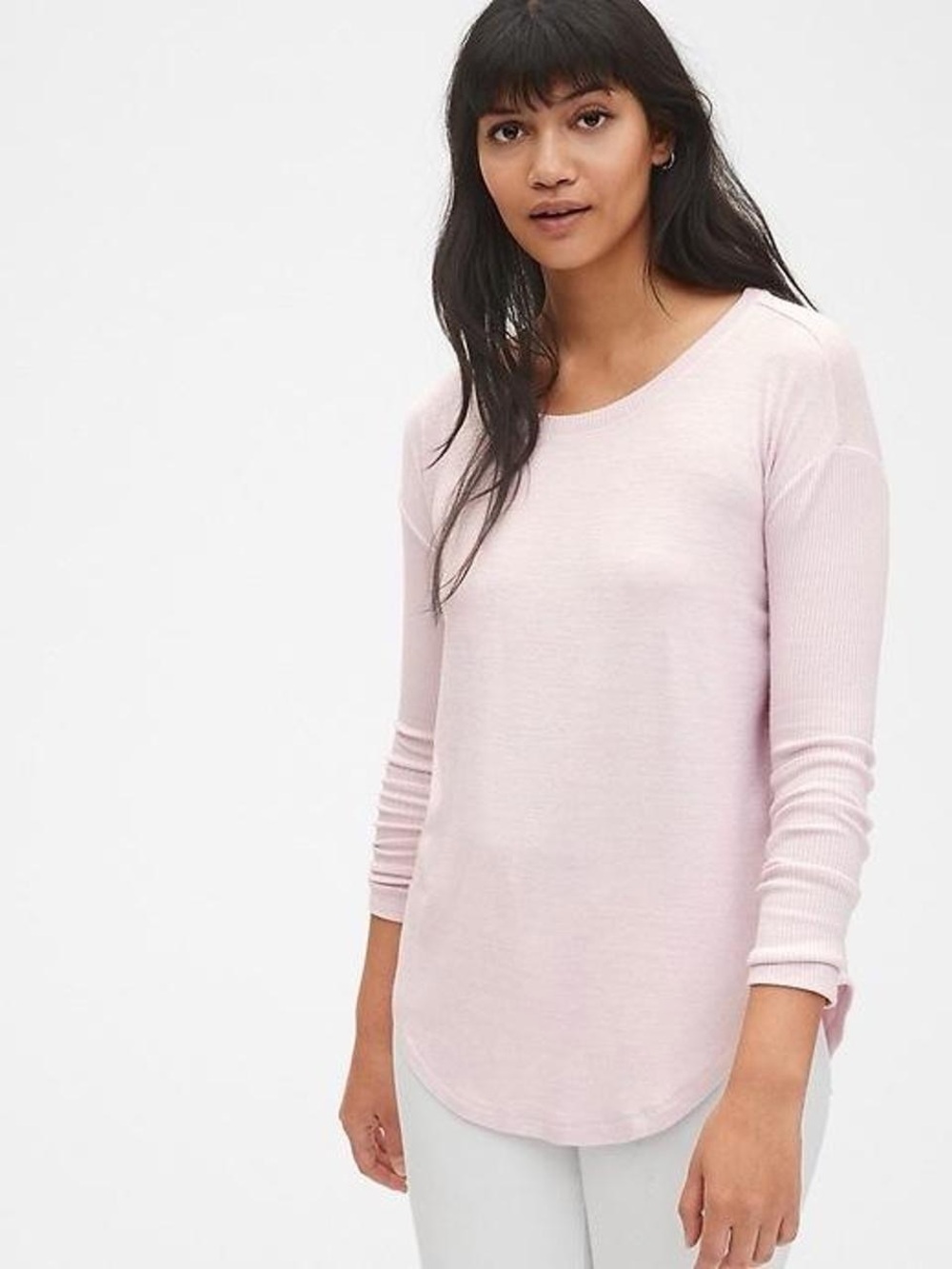 GAP Light Pink Long Sleeve Scoop Neck Top